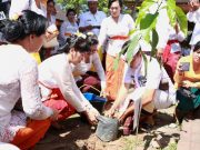 Sambut HUT ke-20 DWP Provinsi Bali, Ny. Widiasmini Indra Gelar Penanaman Pohon di Pura Kentel Gumi