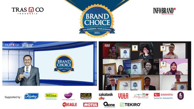 Tri Raharjo, CEO TRAS N CO Indonesia (kiri), foto bersama para penerima Brand Choice Award 2021